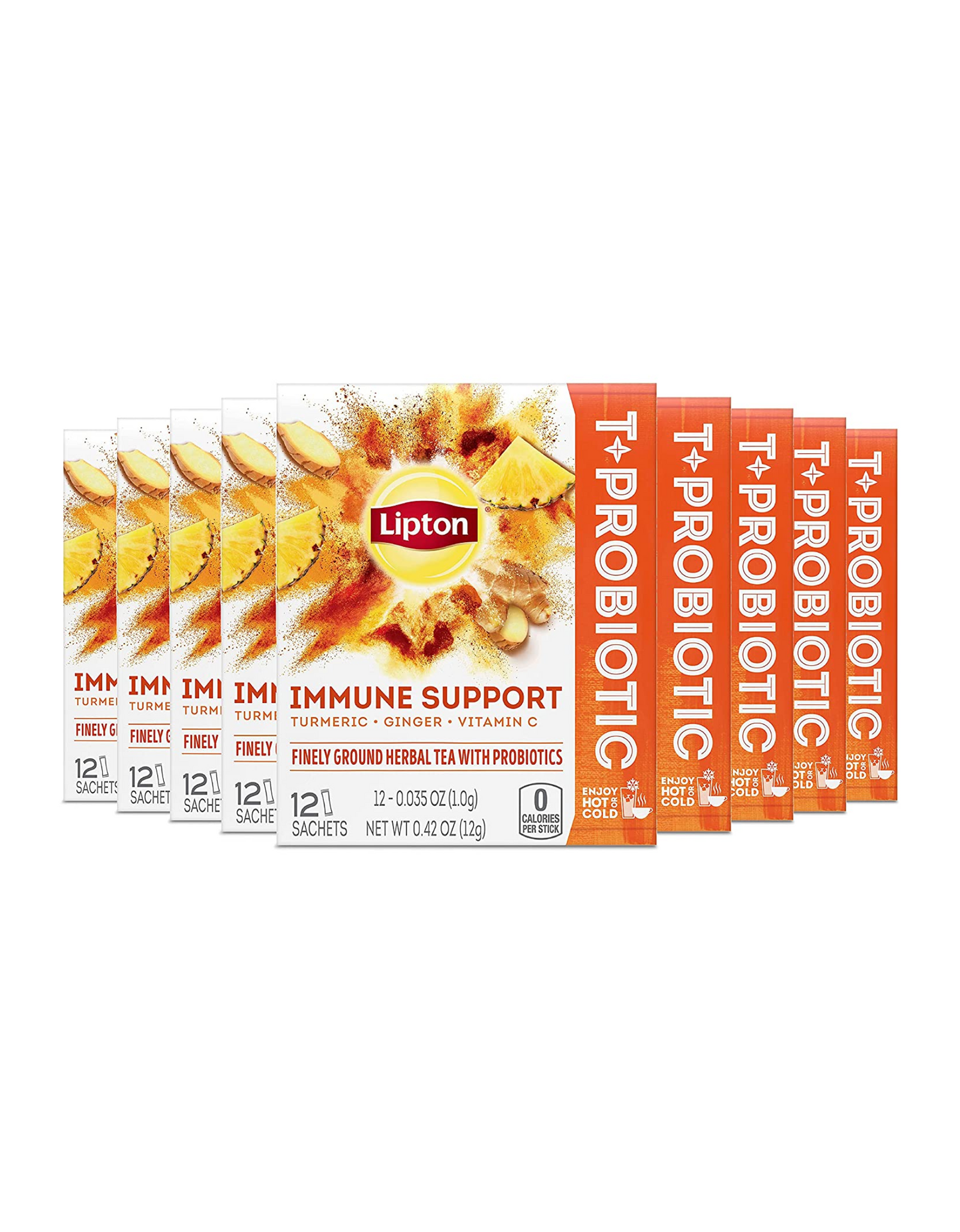 Lipton Tea Sachets For a Refreshing Cup of Flavored Tea Turmeric Ginger + Vitamin C, 0.42 oz, 12 Ct (Pack of 9)