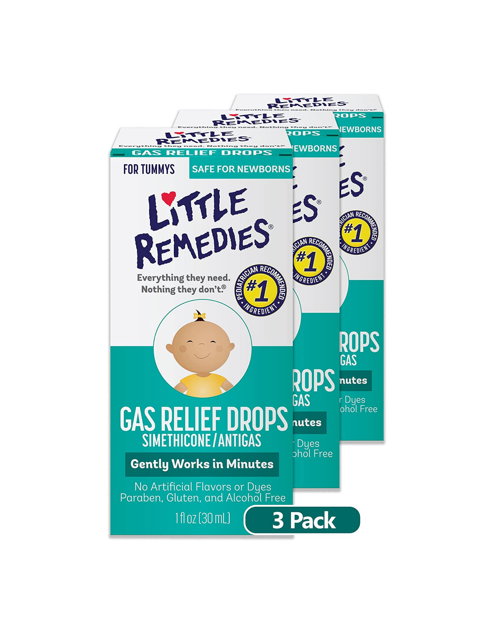 Little Remedies Baby Gas Drops, 1 Fl Oz (Pack of 3)