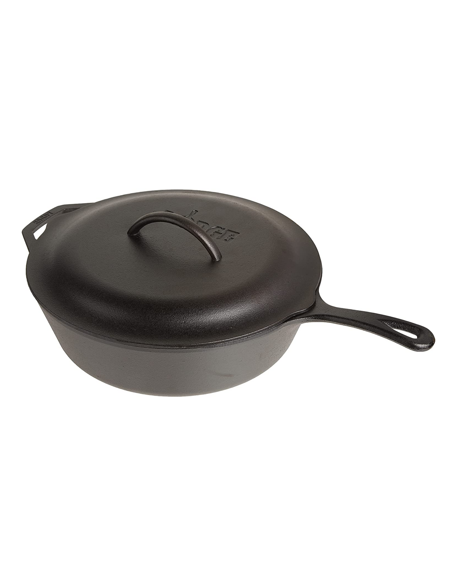 Lodge Pre-Seasoned Cast Deep Skillet with Iron Cover and Handle, 5 Quart, Black