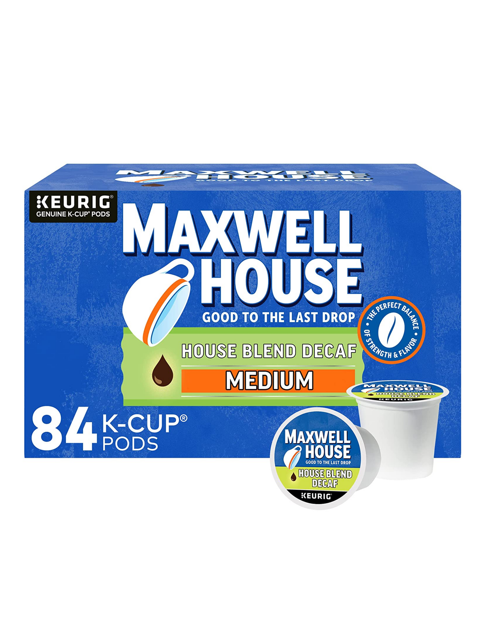 Maxwell House Decaf House Blend Medium Roast Coffee, K-Cup Pods, 84 Ct