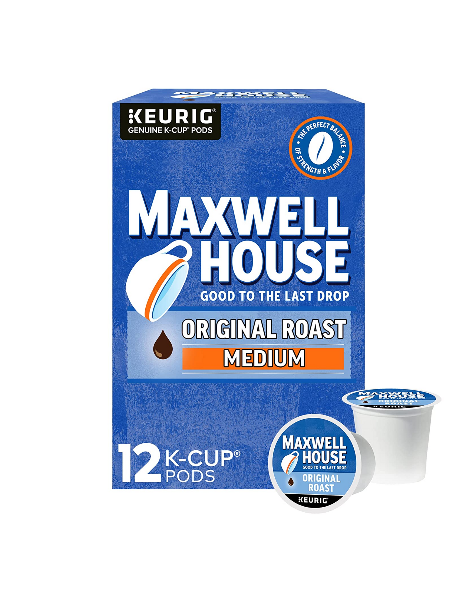 Maxwell House Original Roast Medium Roast Coffee, K-Cup Pods, 12 Ct