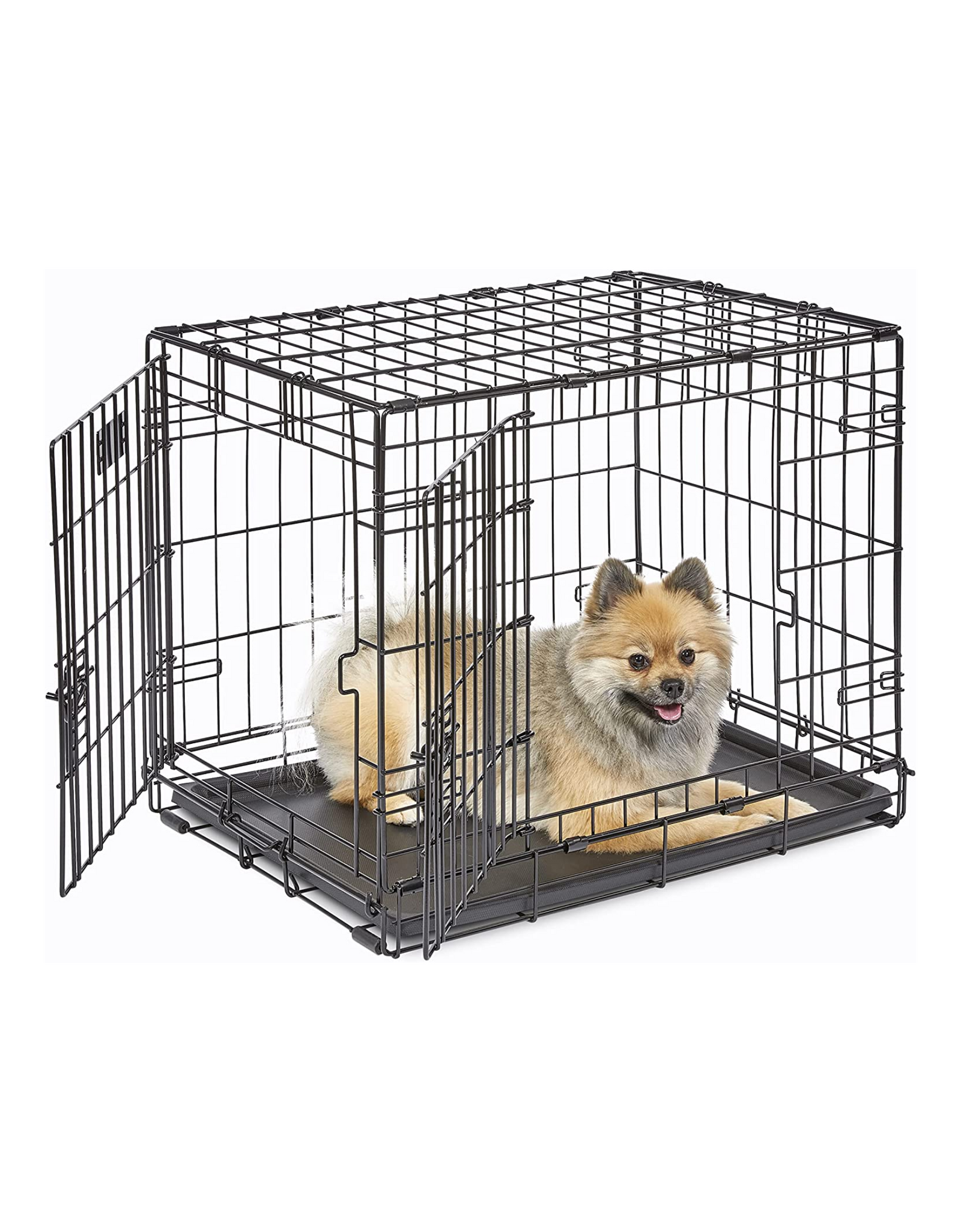 MidWest Homes for Pets Newly Enhanced Double Door 24 Inch with Divider iCrate Dog Crate, Includes Leak-Proof Pan