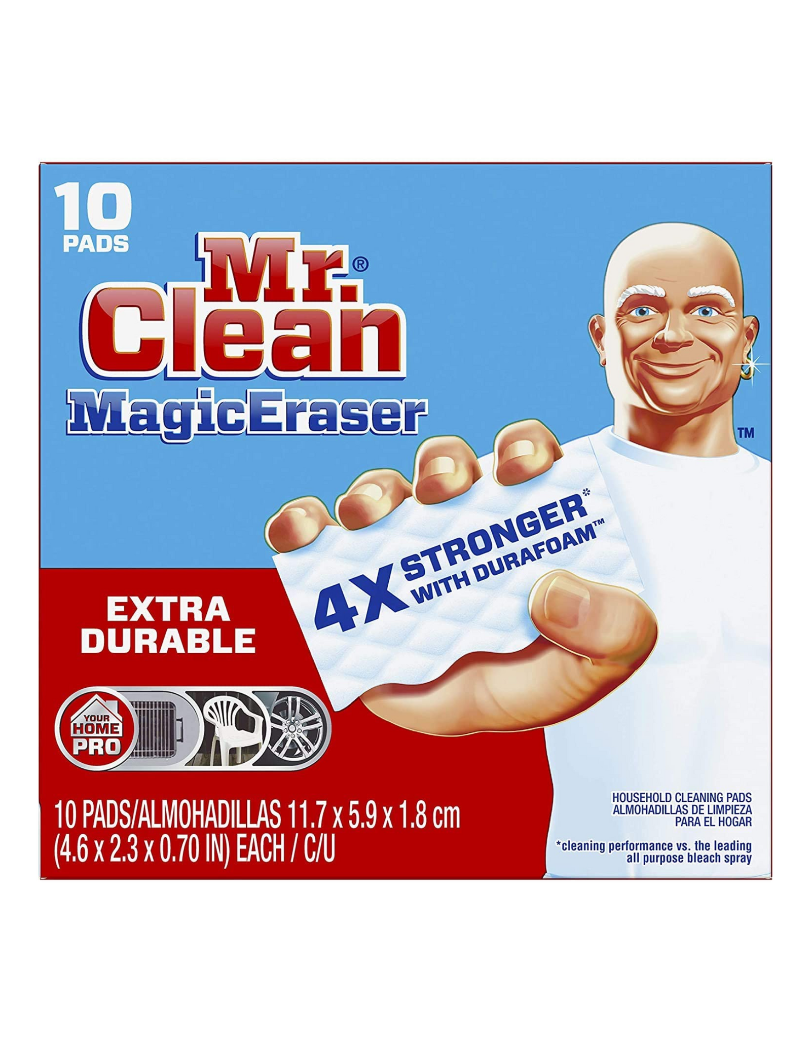 Mr. Clean Magic Eraser, Extra Durable, 4x Stronger with Durafoam, 10 Ct
