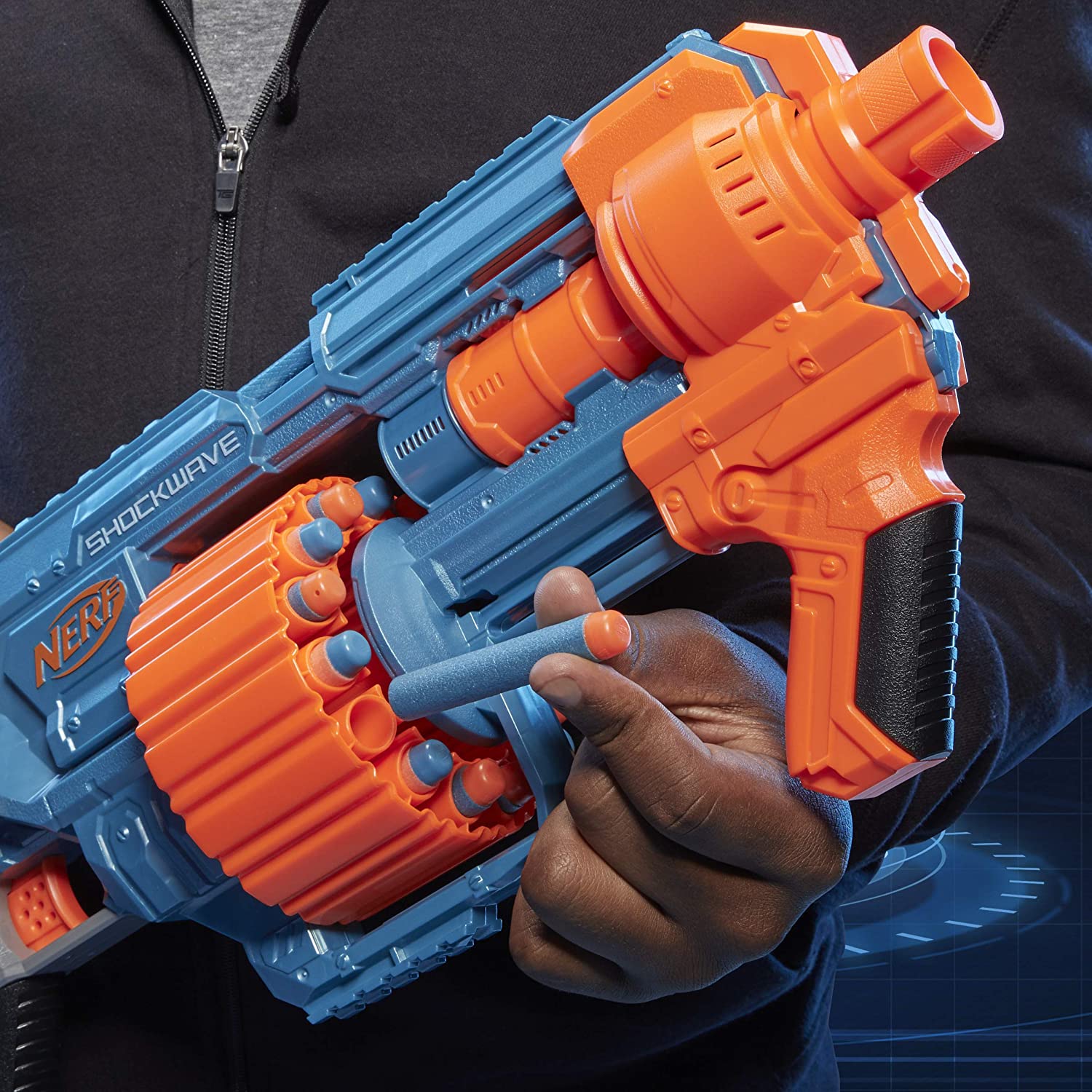 NERF Elite 2.0 Shockwave RD-15 Blaster - with 30 Official Nerf Darts To Fully Load The 15-Dart Rotating Drum And 15 More Darts For Reloading