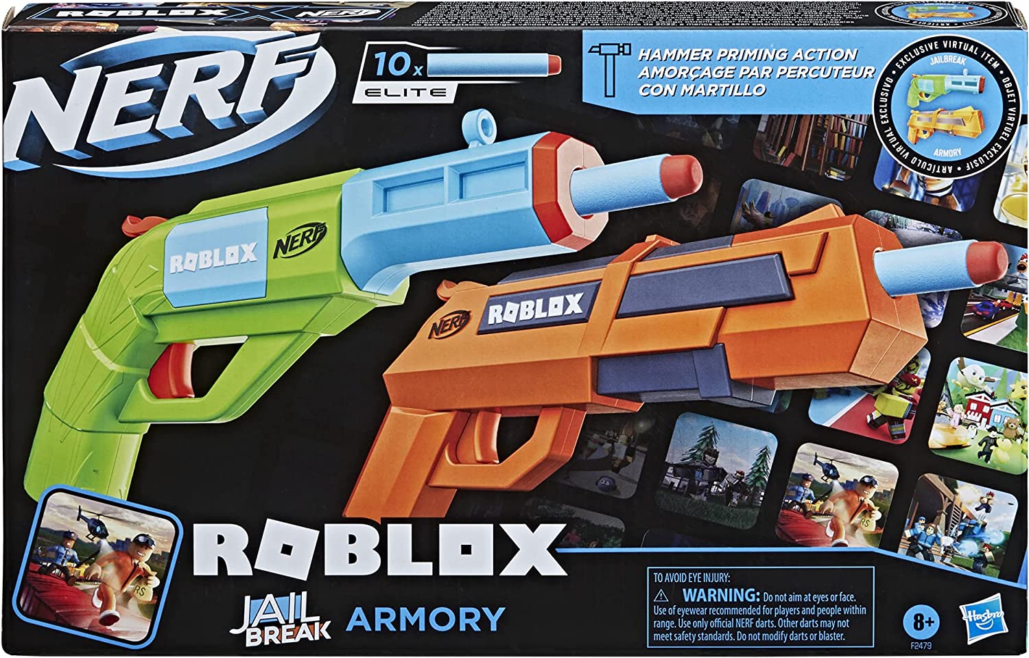 NERF Roblox Jailbreak: Armory, Includes 2 Blasters, 10 Nerf Darts, Code To Unlock In-Game Virtual Item