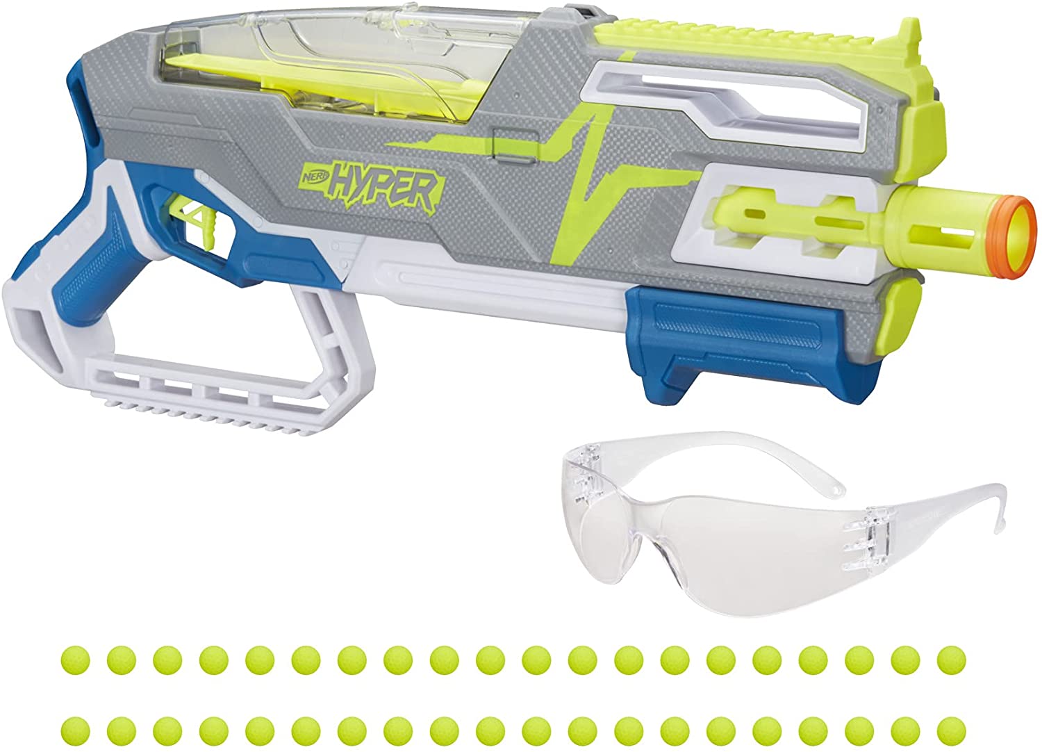 Nerf Hyper Siege-50 Pump-Action Blaster - Up to 110 FPS Velocity, Easy Reload, 50- Round Capacity