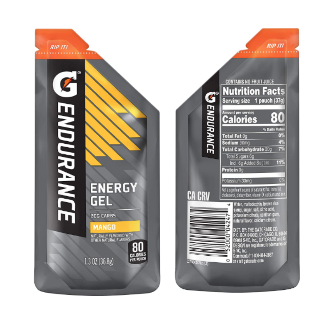 Gatorade Endurance Energy Gel No Caffeine 4 Flavor Variety 1.3 Ounce - Pack of 12