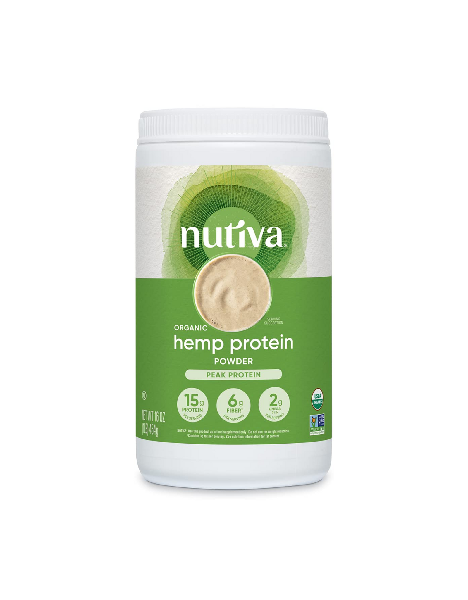 Nutiva Organic Cold-Pressed Raw Hemp Seed Protein Powder, Peak Protein, 16 Oz