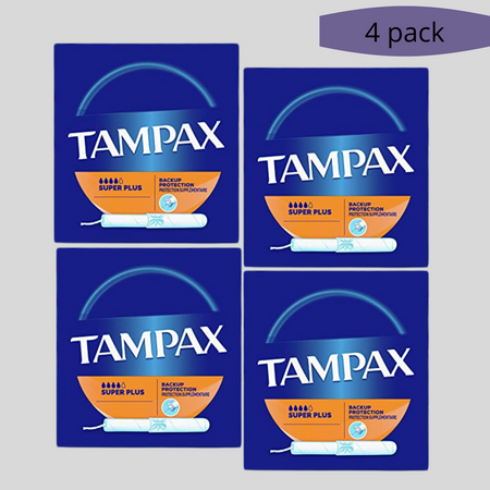 Tampax Cardboard Applicator Tampons, Super Plus Absorbency, 4 pack of 20's