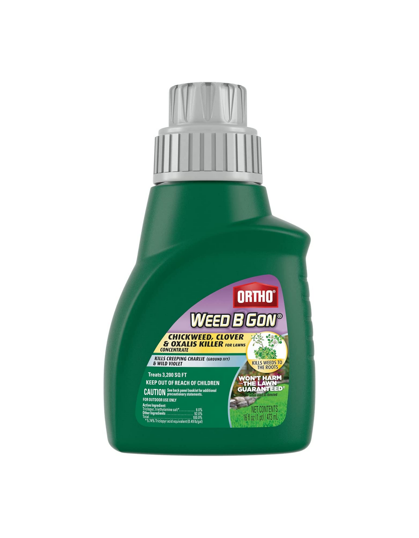 Ortho Weed B Gon Chickweed, Clover & Oxalis Killer for Lawns Concentrate, 16 oz. - Treats 3200 Square Ft.