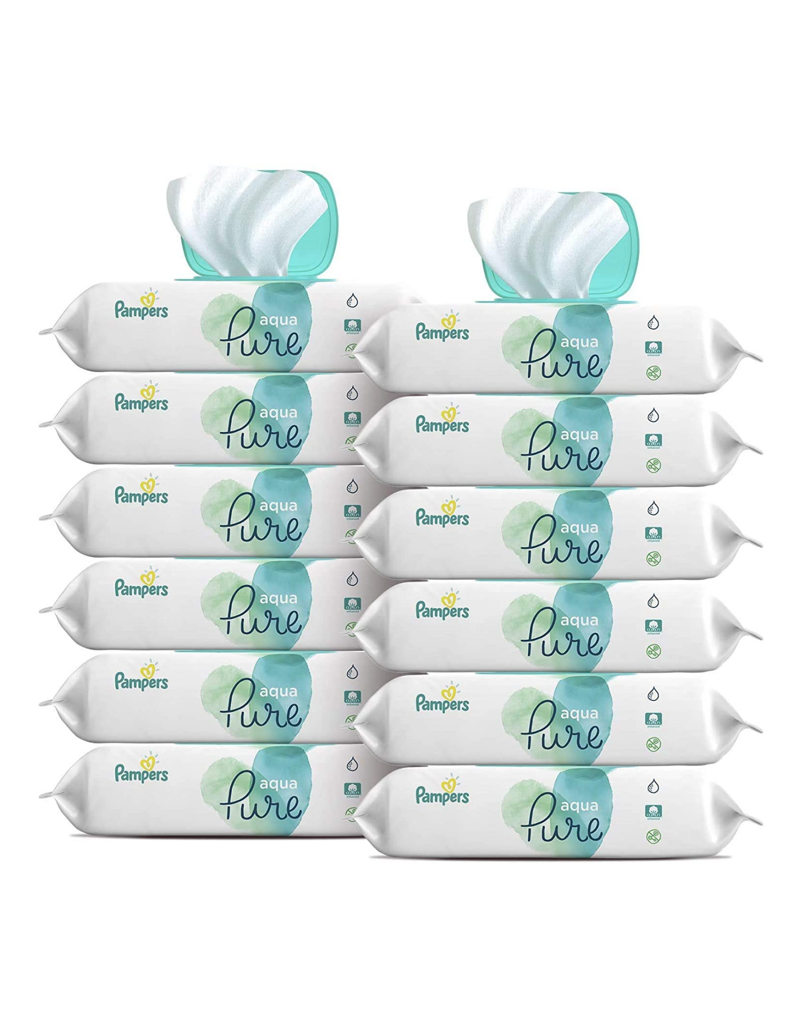 Pampers Aqua Pure Sensitive Water Baby Diaper Wipes, Hypoallergenic and Unscented, 672 Ct (12 Packs)