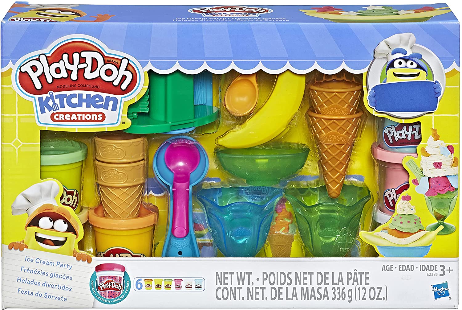 Play-Doh Kitchen Creations Ice Cream Party Play Food Set, 2 Oz Cans - –  AERii