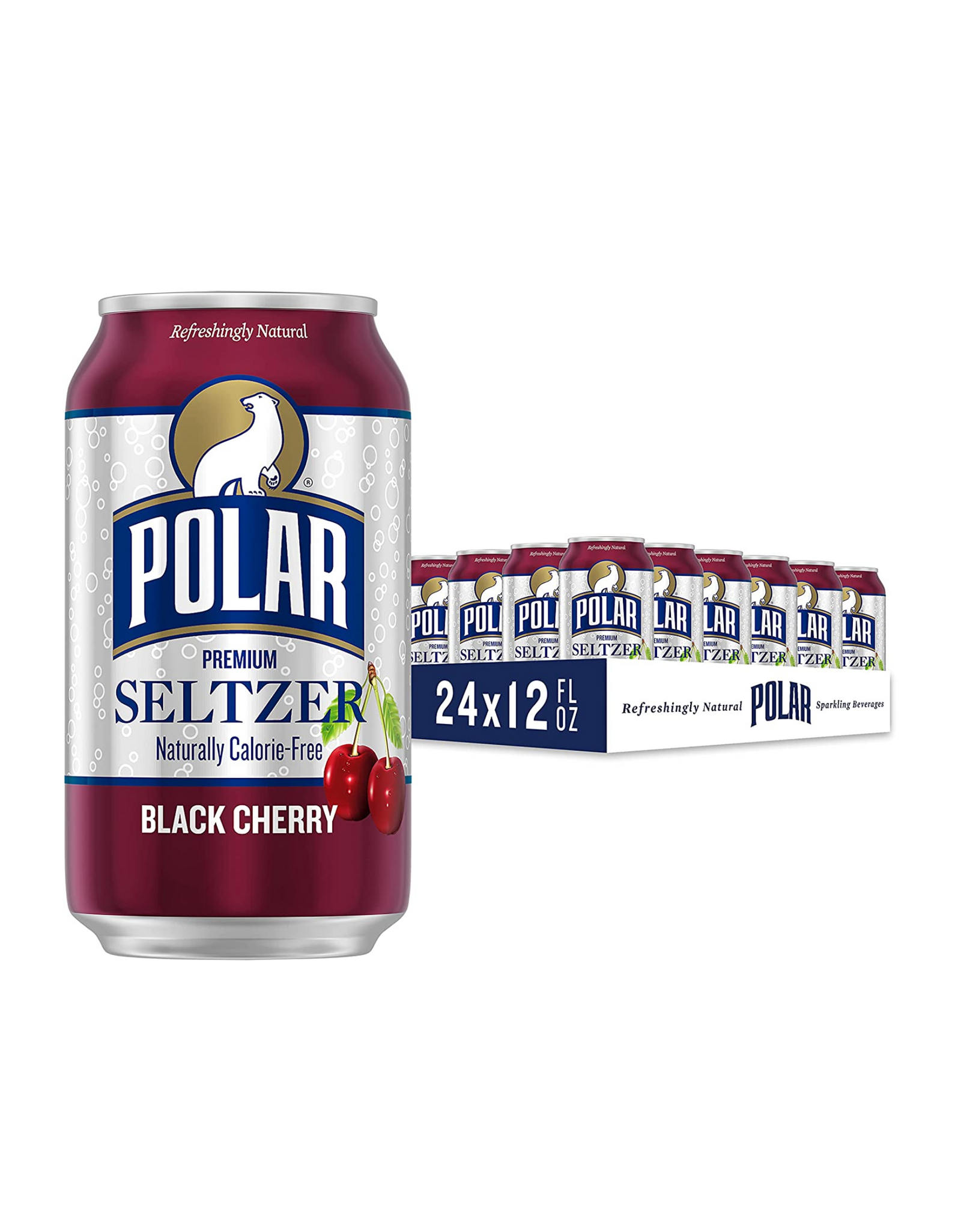 Polar Seltzer Water Black Cherry, 12 fl oz (24 pack)