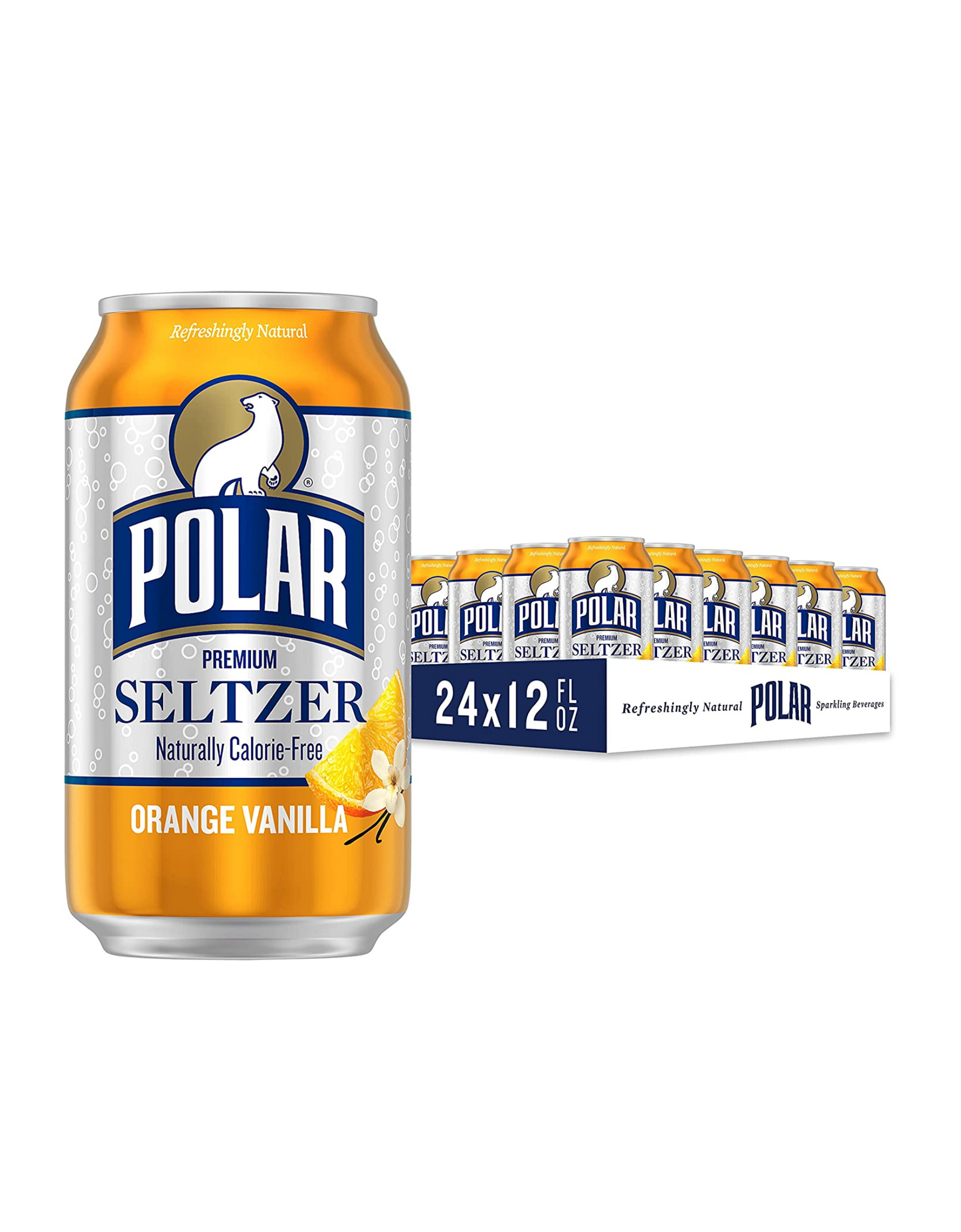 Polar Seltzer Water Orange Vanilla, 12 fl oz (24 pack)