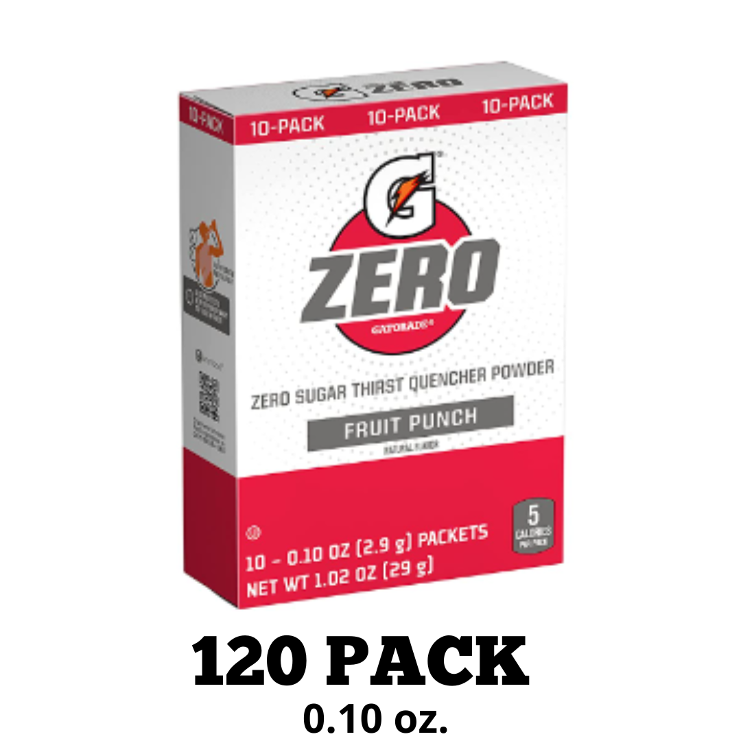 Gatorade G Zero Powder, Fruit Punch, 0.10 Ounce Each Packets - 120 Pack