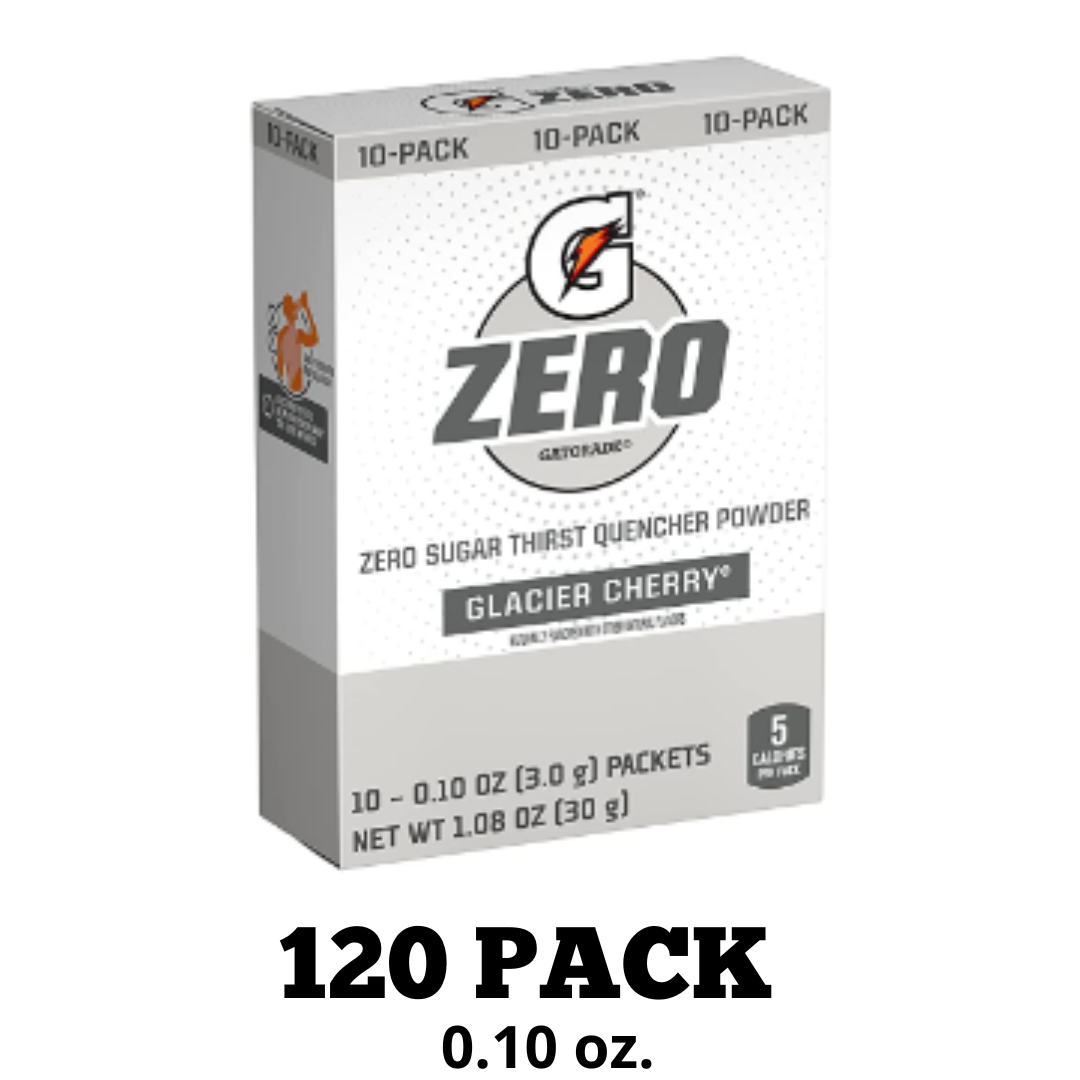 Gatorade G Zero Powder, Glacier Cherry, 0.10 Ounce Each Packets - 120 Pack