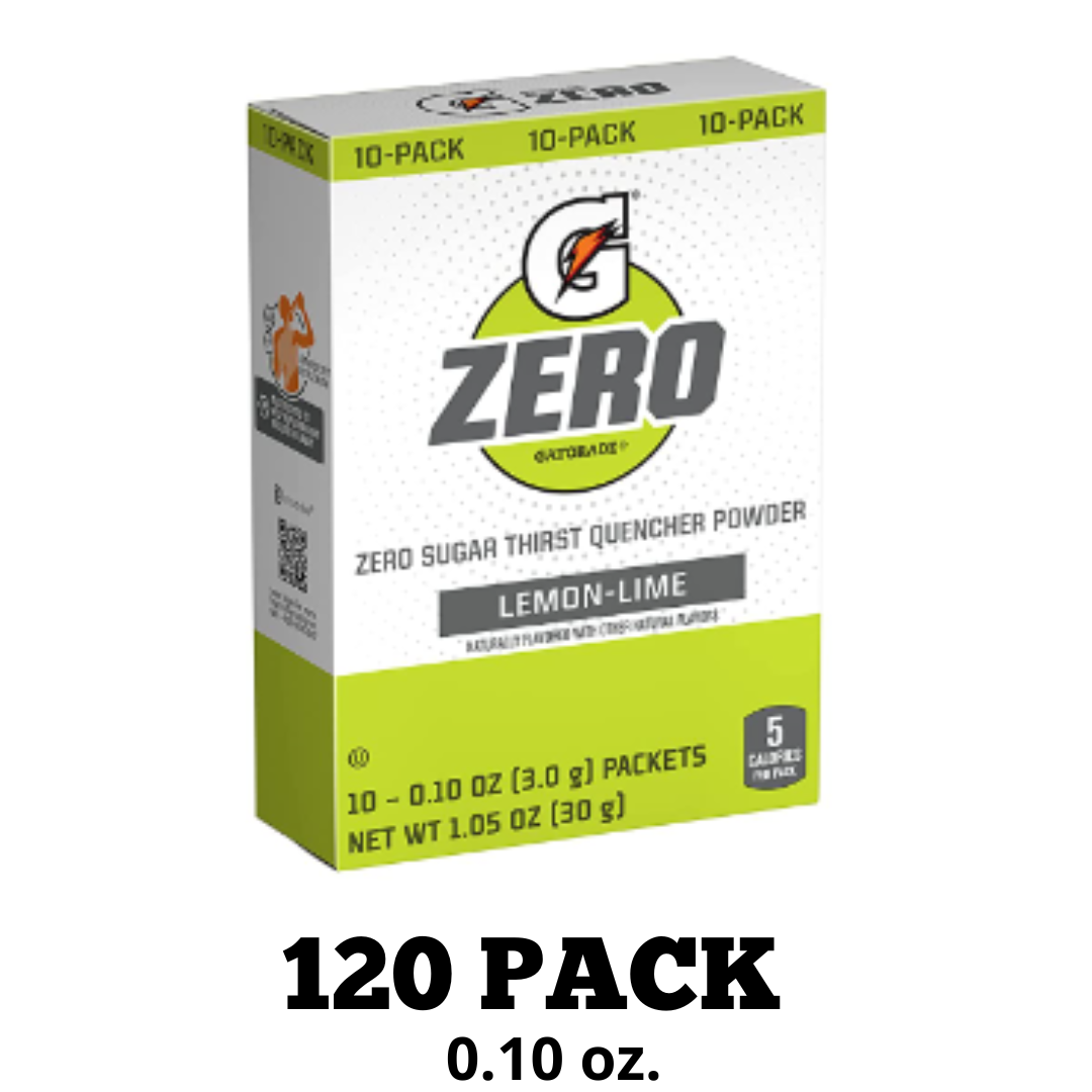 Gatorade G Zero Powder, Lemon Lime, 0.10 Ounce Each Packets - 120 Pack