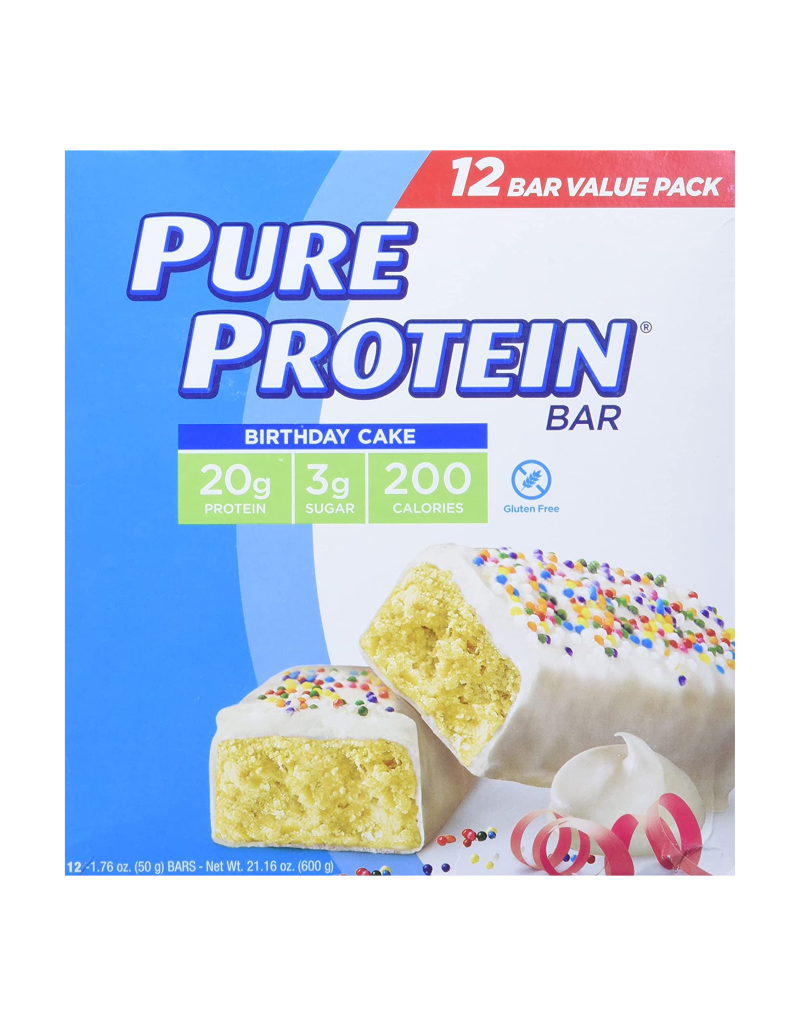 Pure Protein Bars, High Protein, Nutritious Snacks to Support Energy, Low Sugar, Gluten Free, 1.76 oz (Pack of 12)