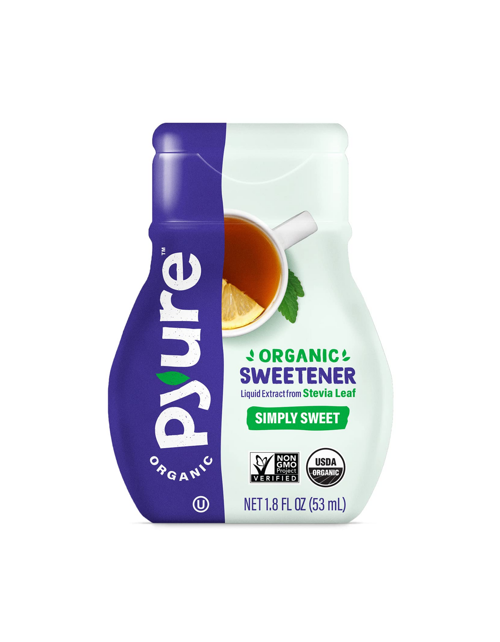 Pyure Organic Liquid Stevia Drops, Stevia Liquid Sweetener Keto Sugar Substitutes, Plant-Based Sugar Free Liquid Stevia Extract, Simply Sweet, 1.8 oz