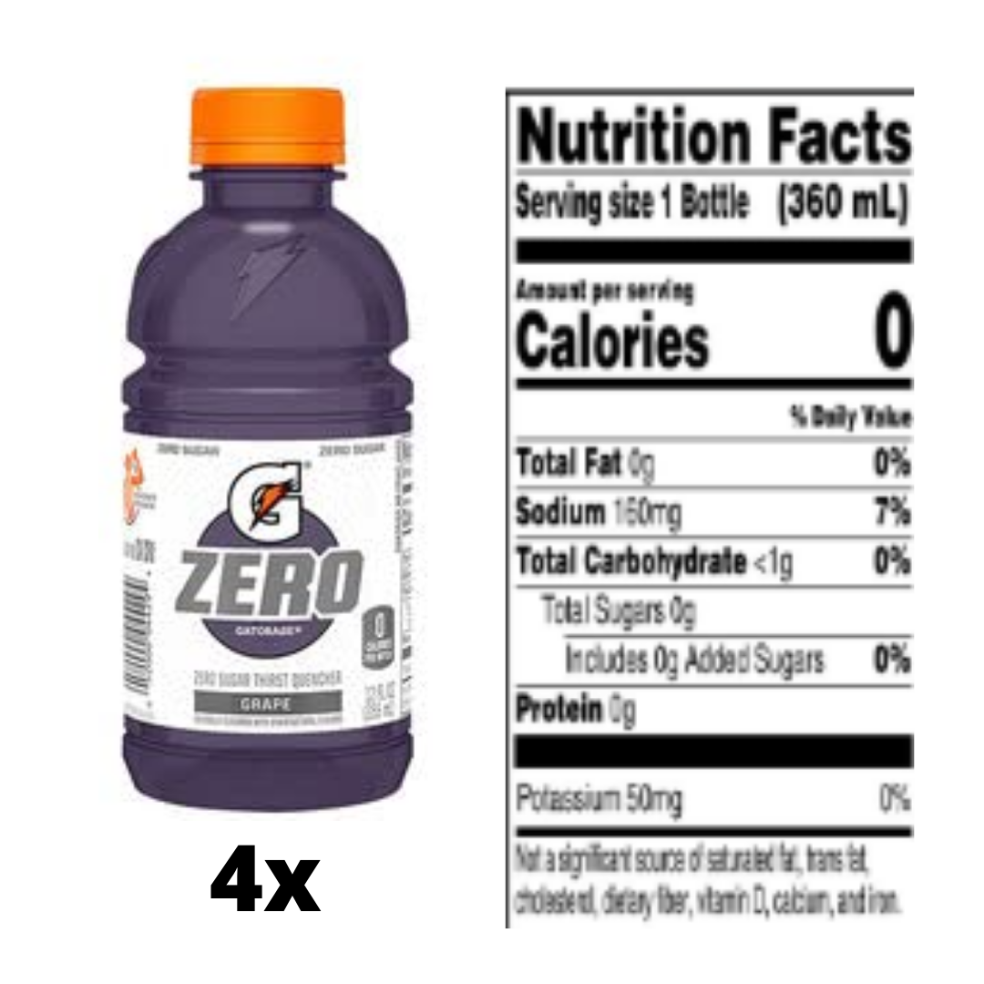 Gatorade Zero Thirst Quencher, Variety Pack, Strawberry Kiwi, Cool Blue, Grape,12 Ounce - 24 Pack
