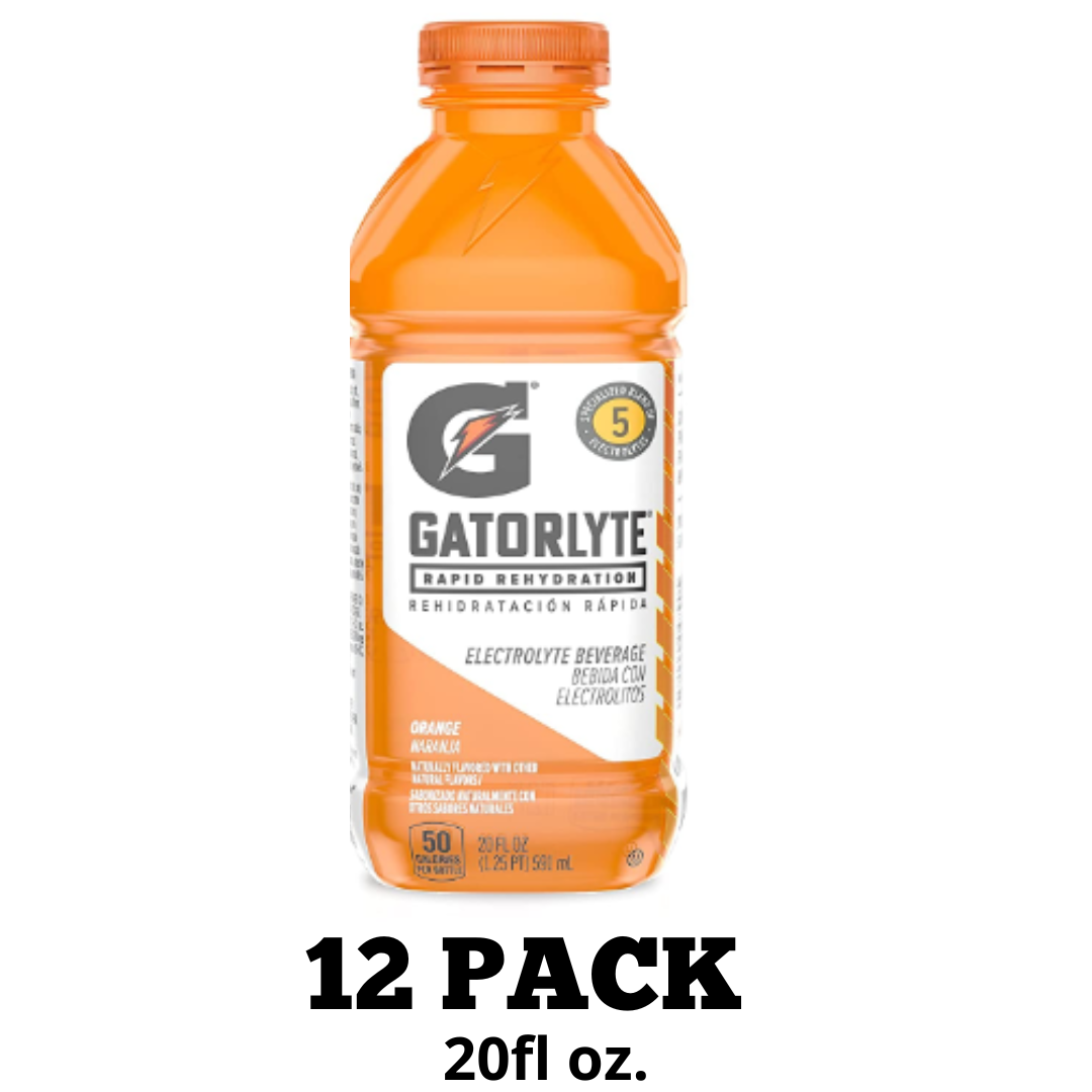 Gatorlyte Rapid Rehydration Electrolyte Beverage, Orange, 20 Ounce - 12 Pack