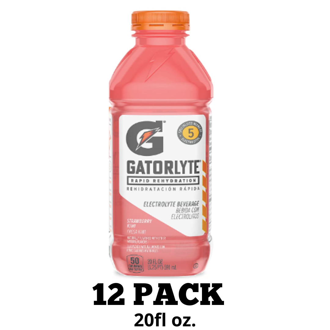 Gatorlyte Rapid Rehydration Electrolyte Beverage, Strawberry Kiwi, 20 Ounce - 12 Pack