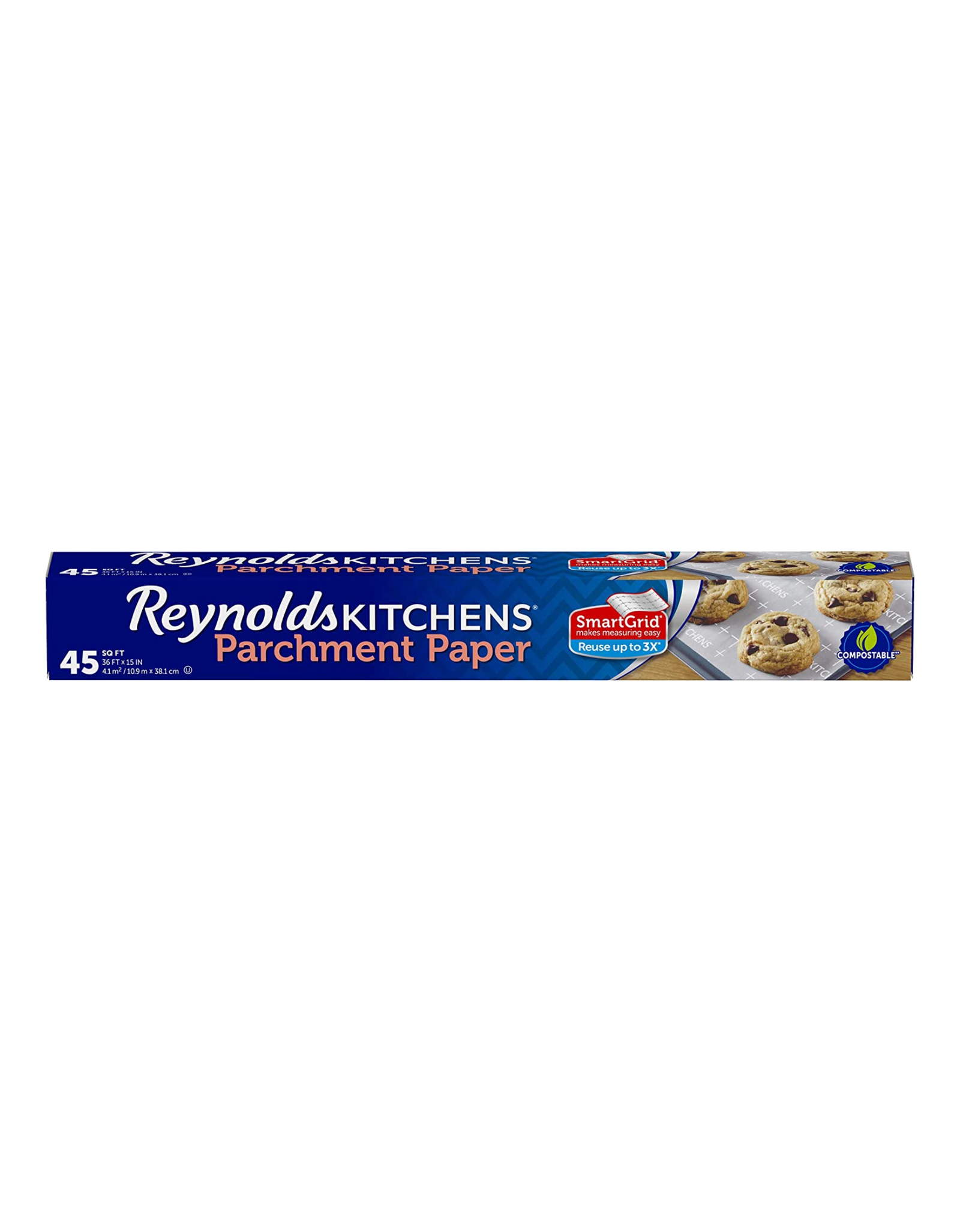 Reynolds Kitchens Parchment Paper Roll, SmartGrid Makes Measuring Easy, 45 Sq Ft.