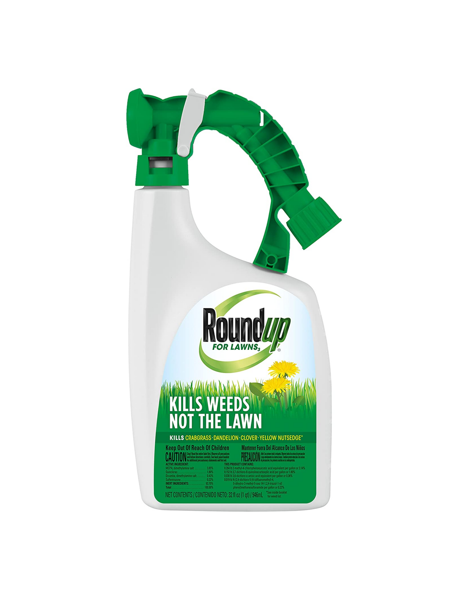 Roundup For Lawns3 Ready-To-Spray, 32 oz. - Lawn Safe Weed Killer for Northern Lawns, Kills Crabgrass, Dandelion, Clover and Yellow Nutsedge