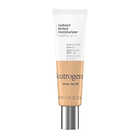 Neutrogena Healthy Skin Radiant Tinted Facial Moisturizer with Broad Spectrum SPF 30 Sunscreen Vitamins A, C, & E, Sheer, & Oil-Free Coverage