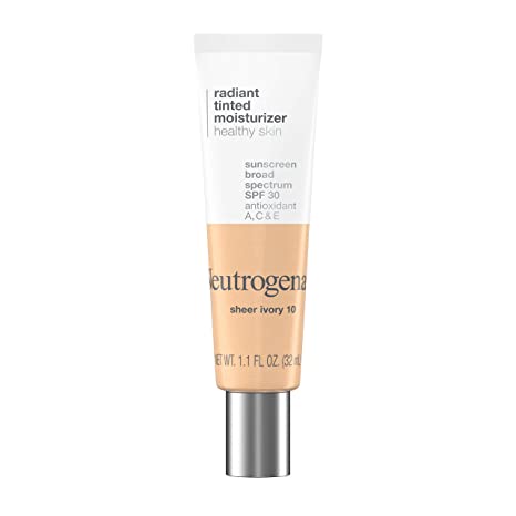 Neutrogena Healthy Skin Radiant Tinted Facial Moisturizer with Broad Spectrum SPF 30 Sunscreen Vitamins A, C, & E, Sheer, & Oil-Free Coverage
