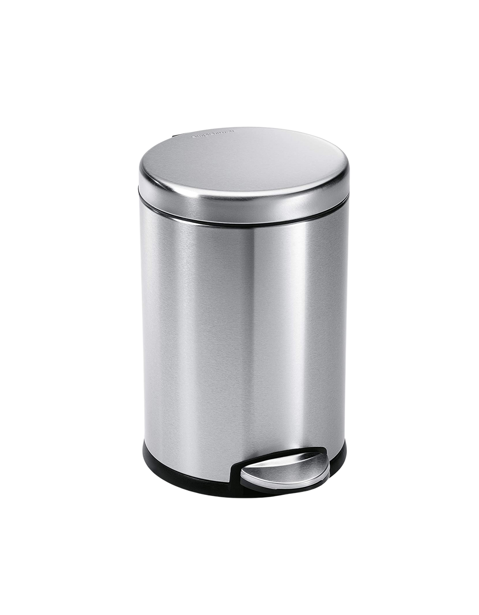 Simplehuman 4.5 Liter Round Bathroom Step Trash Can, Brushed Stainless Steel