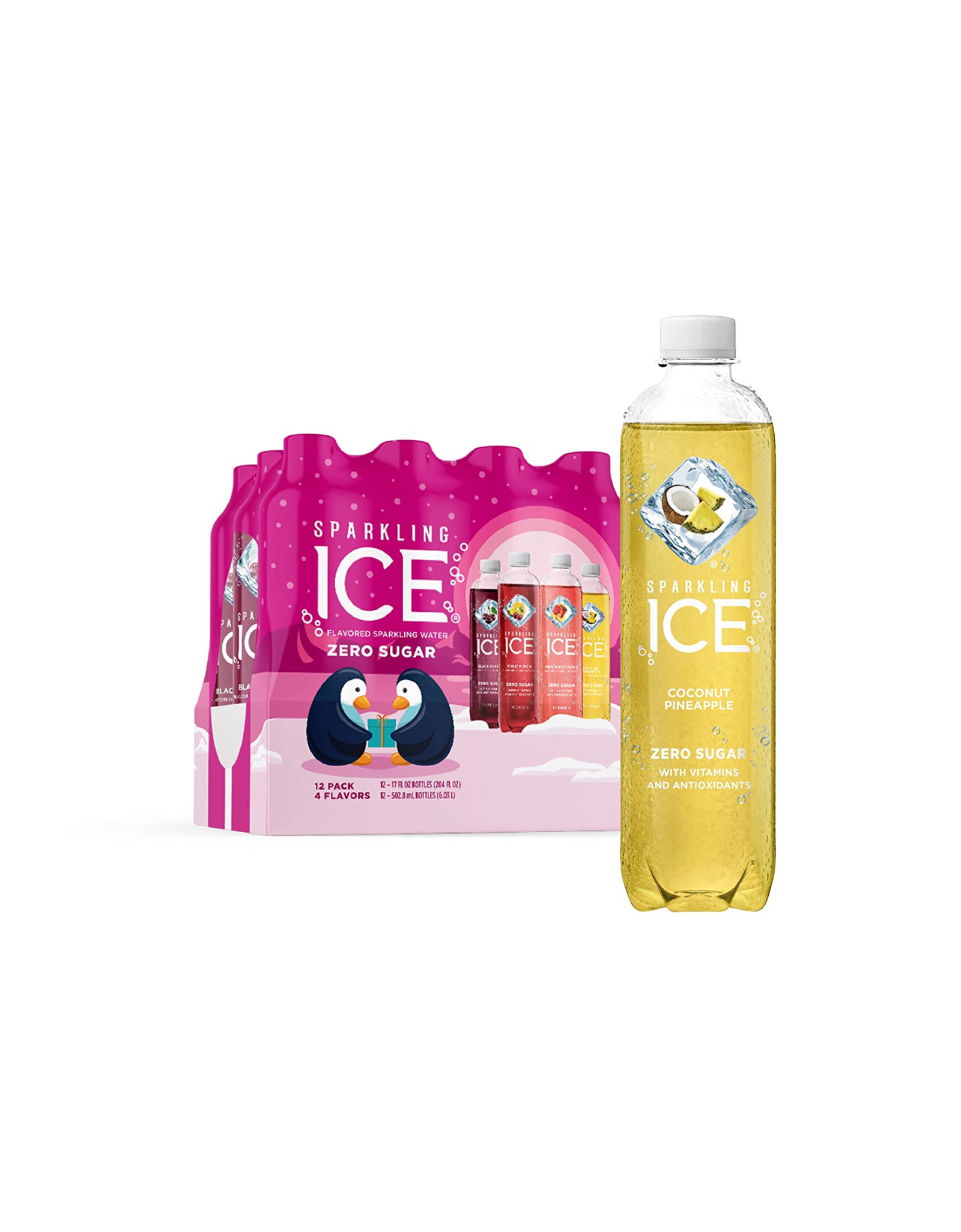 Sparkling Ice Black Cherry, Peach Nectarine, Coconut Pineapple, Fruit Punch Variety Pack, 17 fl oz (Pack of 12)