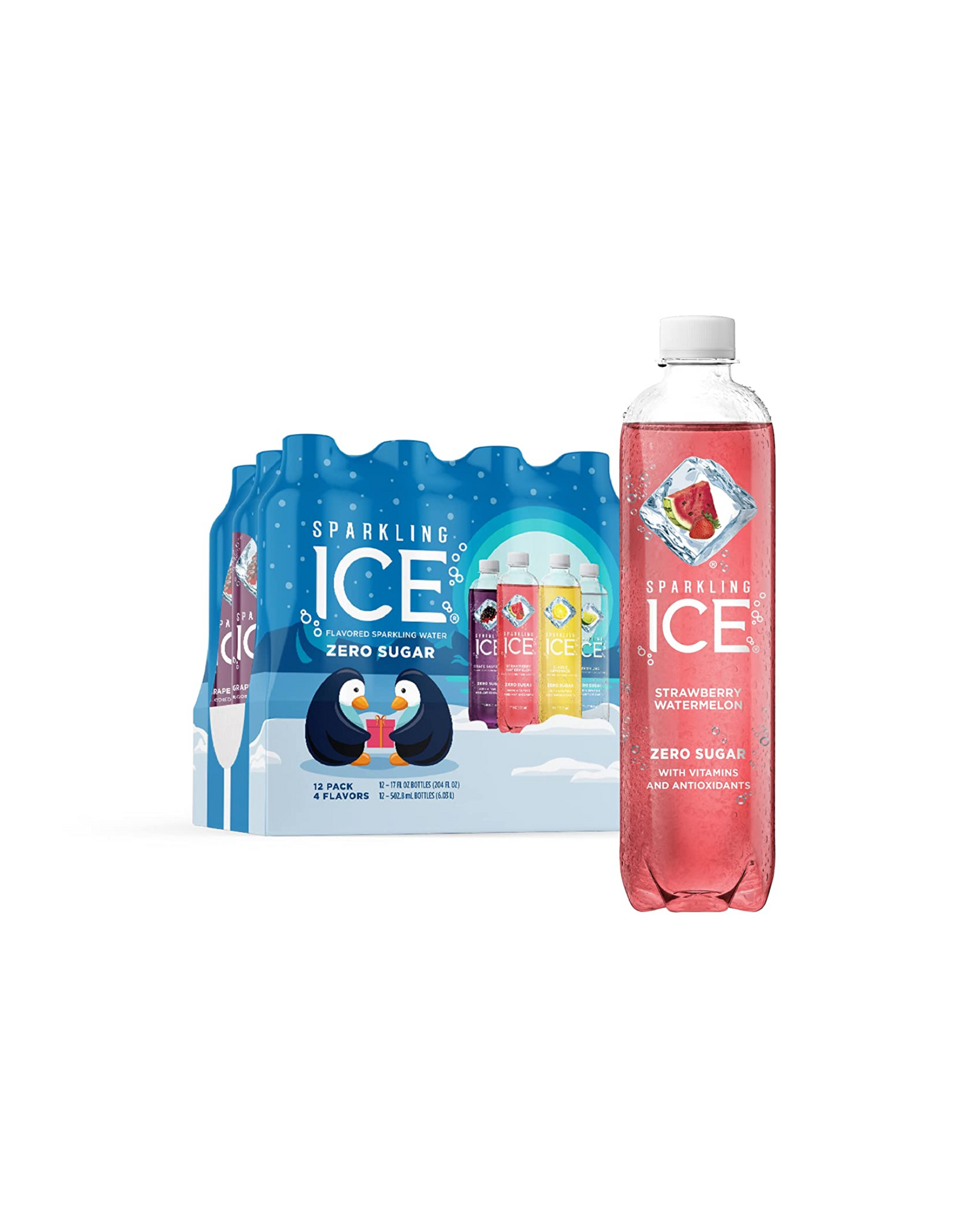 Sparkling Ice Blue Variety Pack, Flavored Sparkling Water, with Vitamins and Antioxidants, 17 fl oz (Pack of 12)