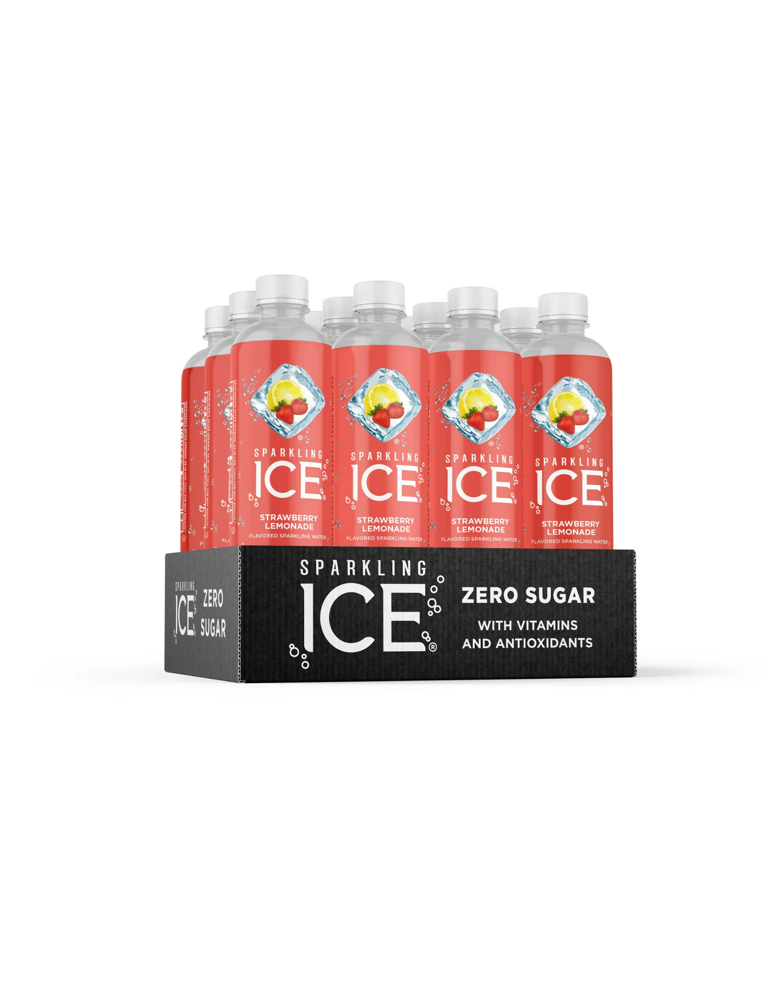 Sparkling Ice, Strawberry Lemonade Sparkling Water, with Vitamins and Antioxidants, 17 fl oz (Pack of 12)