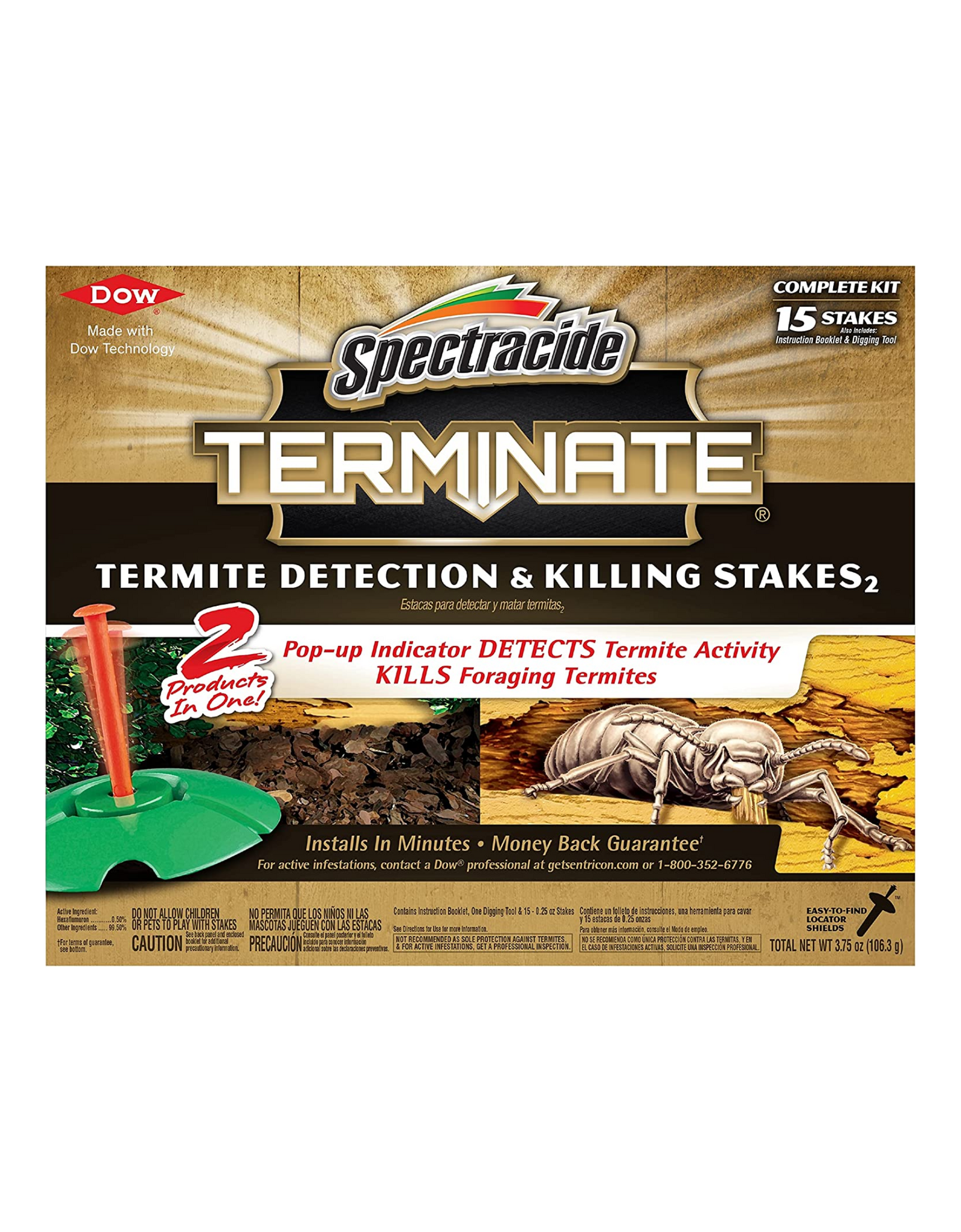 Spectracide Terminate Termite Detection and Killing Stakes, Made with Dow Technololgy, 15 Ct