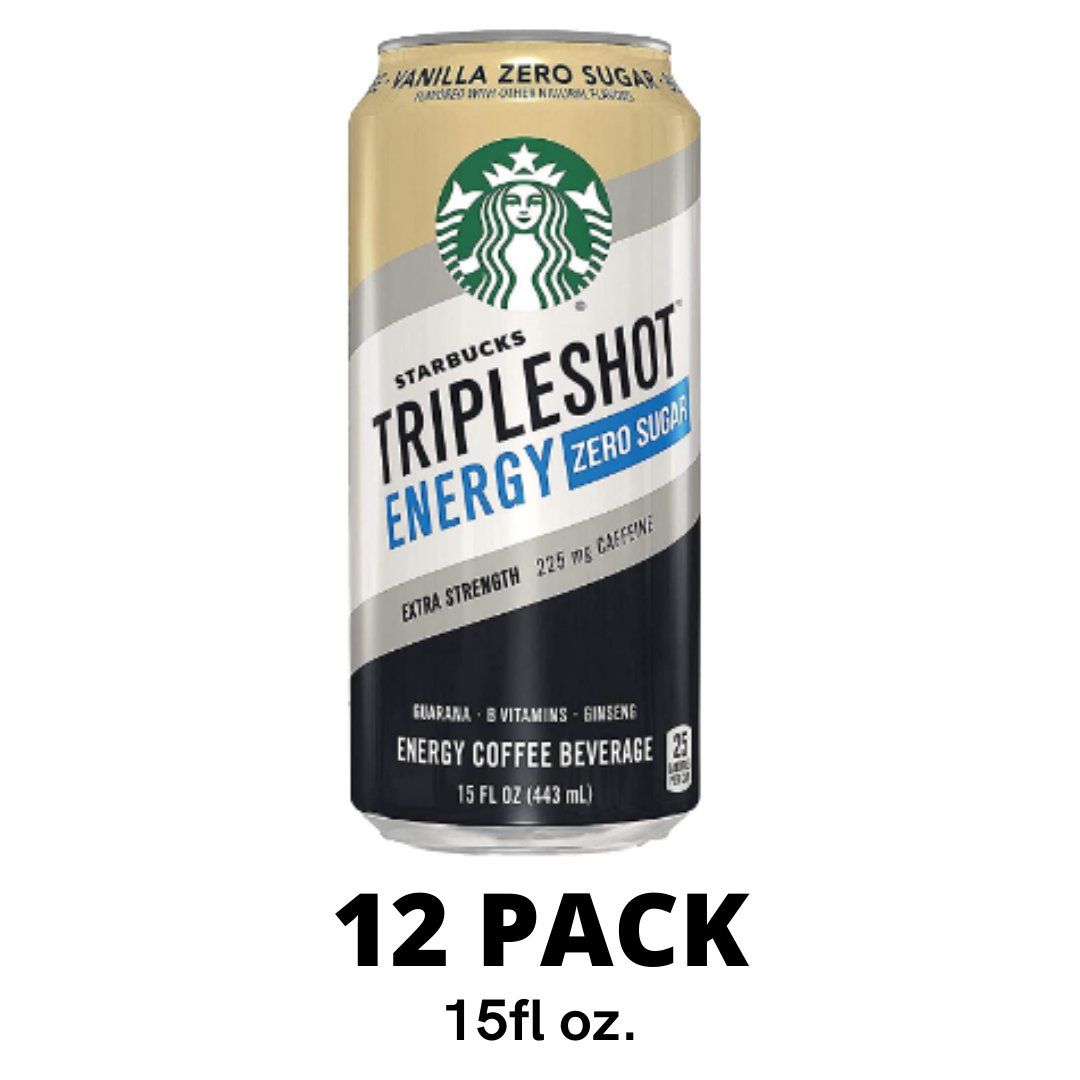 Starbucks Tripleshot Zero Sugar Energy Extra Strength Espresso Coffee Beverage, French Vanilla, 15 Ounce - Pack of 12