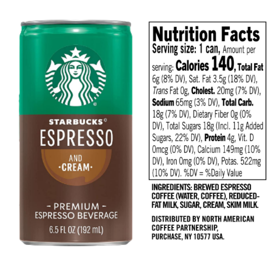 Starbucks - RTD Coffee Espresso And Cream Light, 6.5 Ounce - Pack of 12 (Packaging May Vary)
