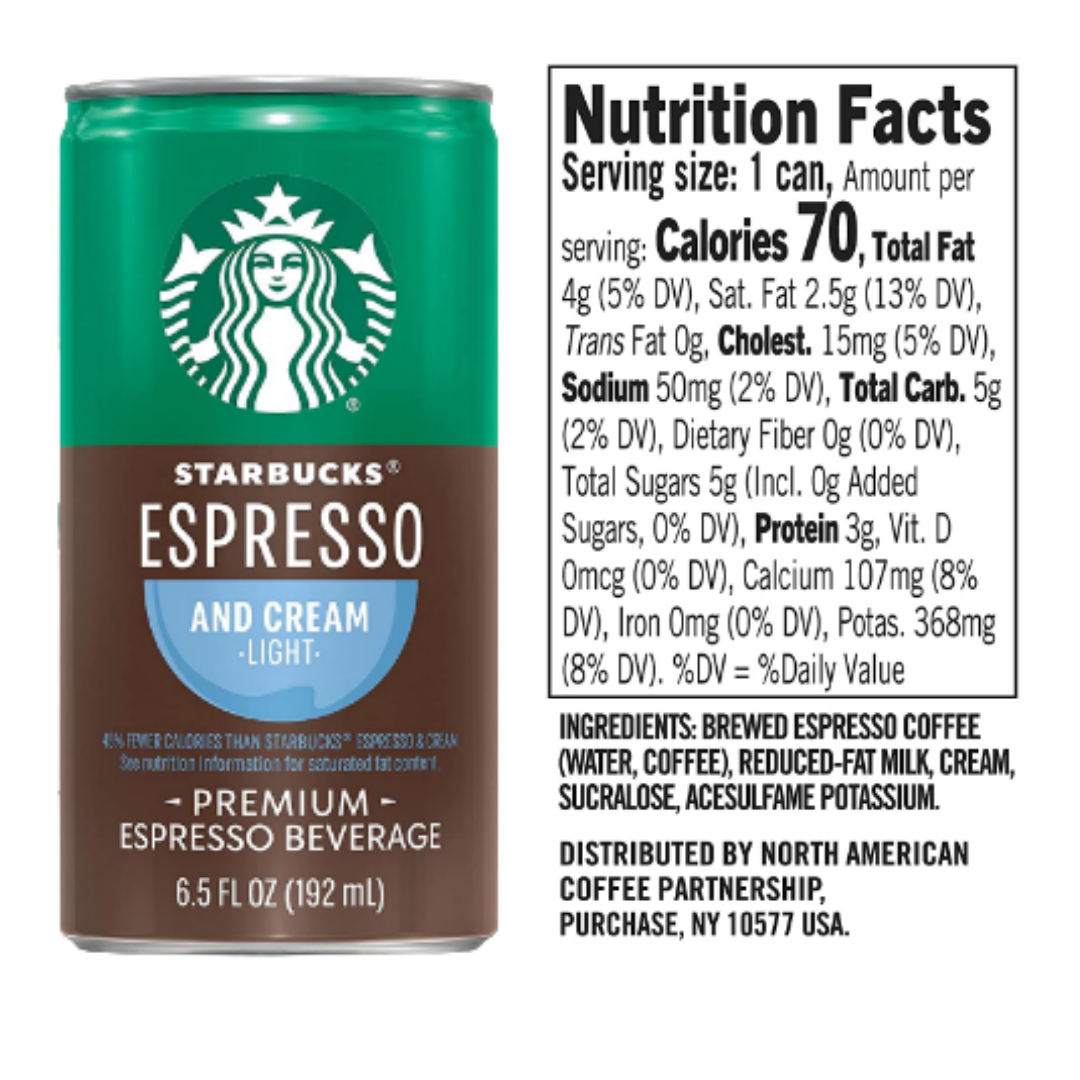Starbucks - RTD Coffee Espresso And Cream, 6.5 Ounce - Pack of 12 (Packaging May Vary)