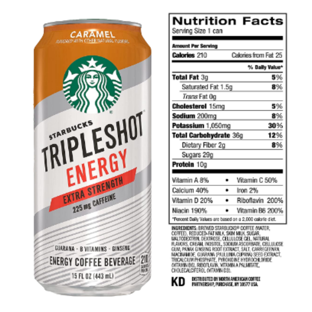 Starbucks Tripleshot Energy Extra Strength Espresso Coffee Beverage, Caramel, 15 Ounce - Pack of 12