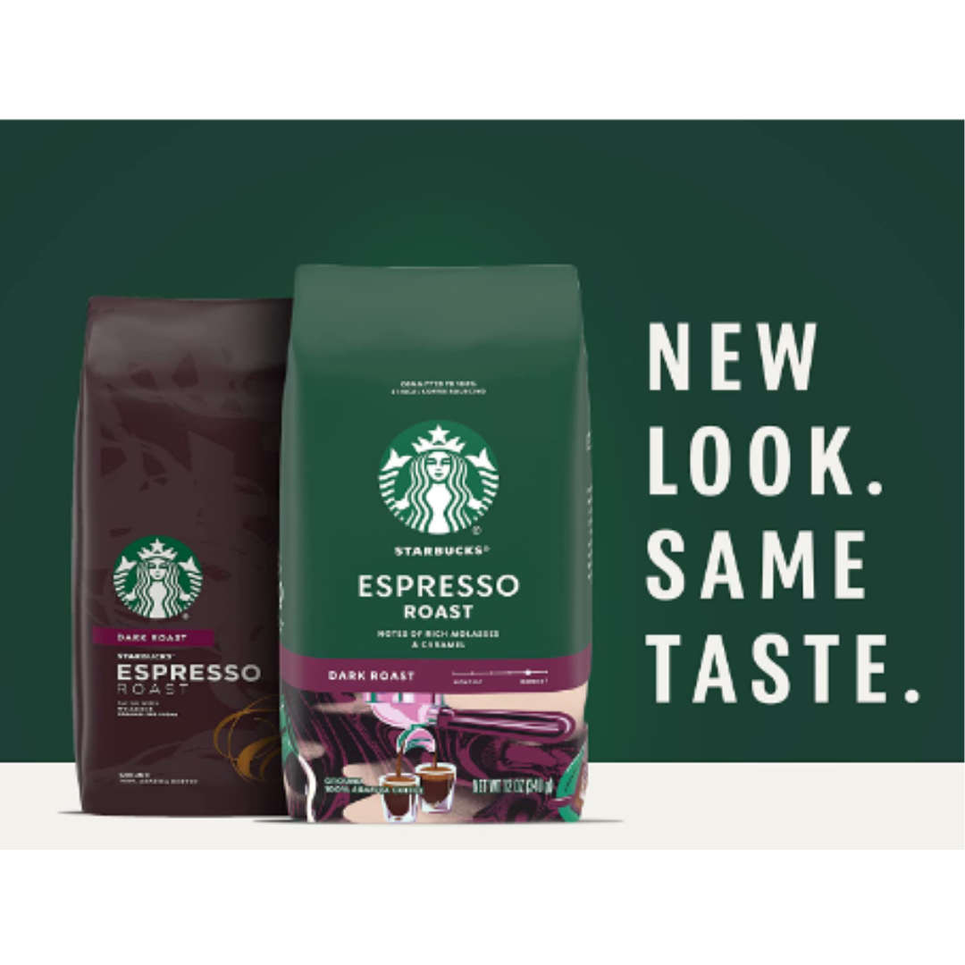 Starbucks Ground Coffee, Dark Roast Coffee, Espresso Roast, 100% Arabica, 18 Ounce - 3 Pack