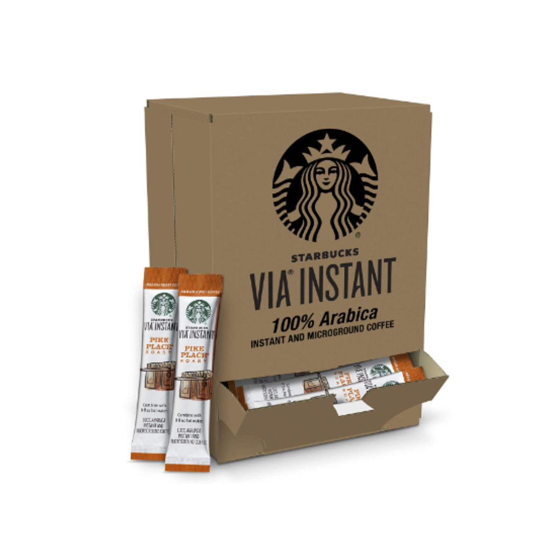 Starbucks VIA Instant Pike Place Roast, Dark Roast Coffee, 50 Count - Pack of 1