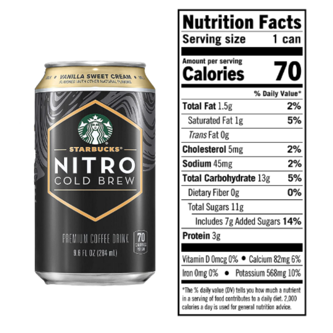 Starbucks Nitro Cold Brew, Vanilla Sweet Cream 9.6 Ounce Can - Pack of 8 Packaging May Vary