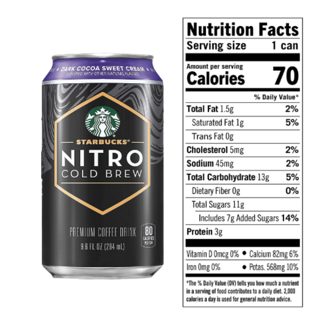 Starbucks Nitro Cold Brew, 2 Flavor Sweet Cream Variety Pack 9.6 Ounce Can - Pack of 8 Packaging May Vary
