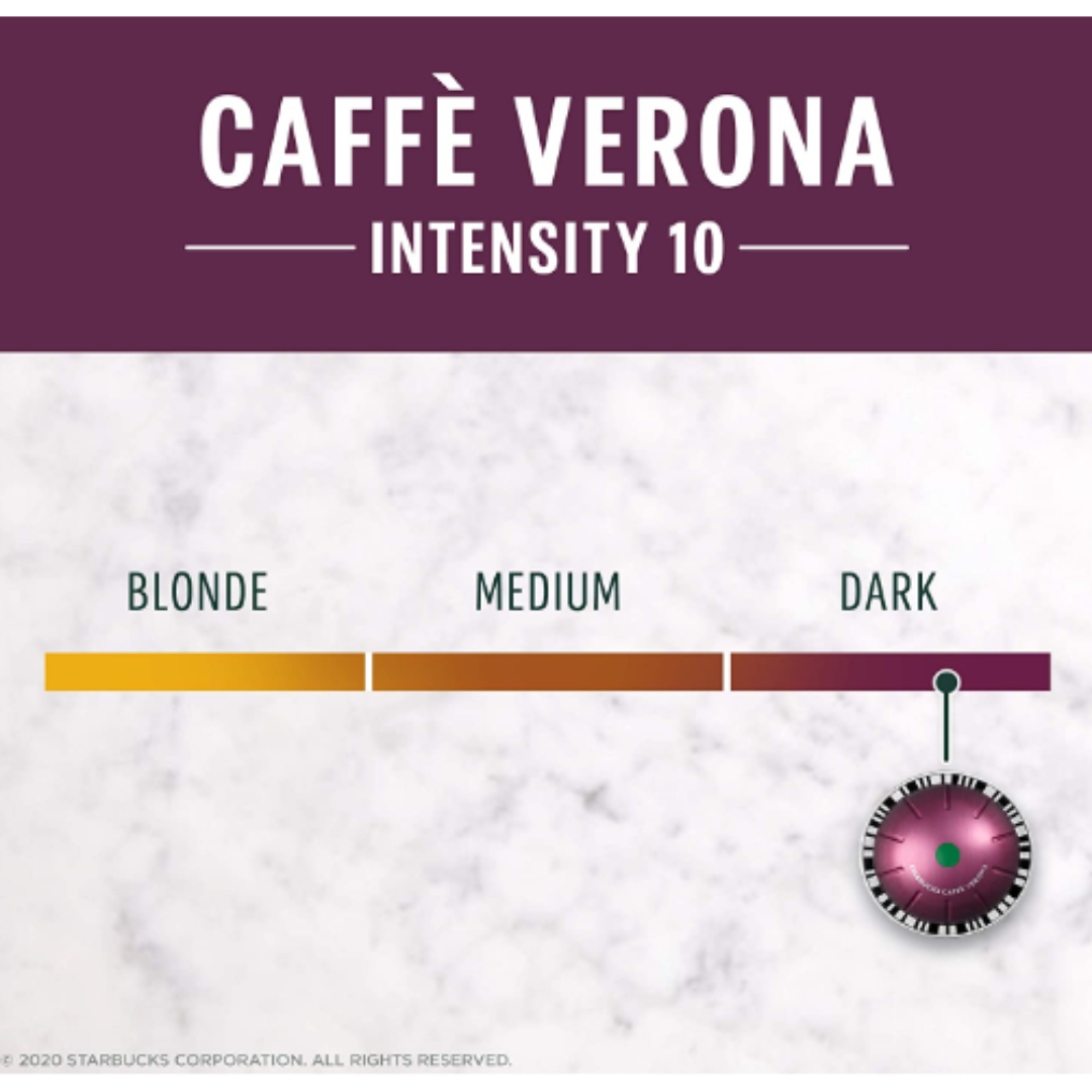 Starbucks Capsules for Nespresso Vertuo Machines, Dark Roast Caffè Verona, 4 boxes - 32 Coffee Pods Total