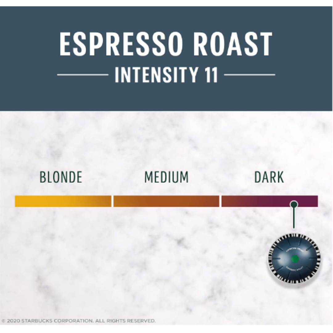 Starbucks Capsules for Nespresso Vertuo Machines, Dark Roast Espresso Roast, 5 boxes - 50 Espresso Pods Total