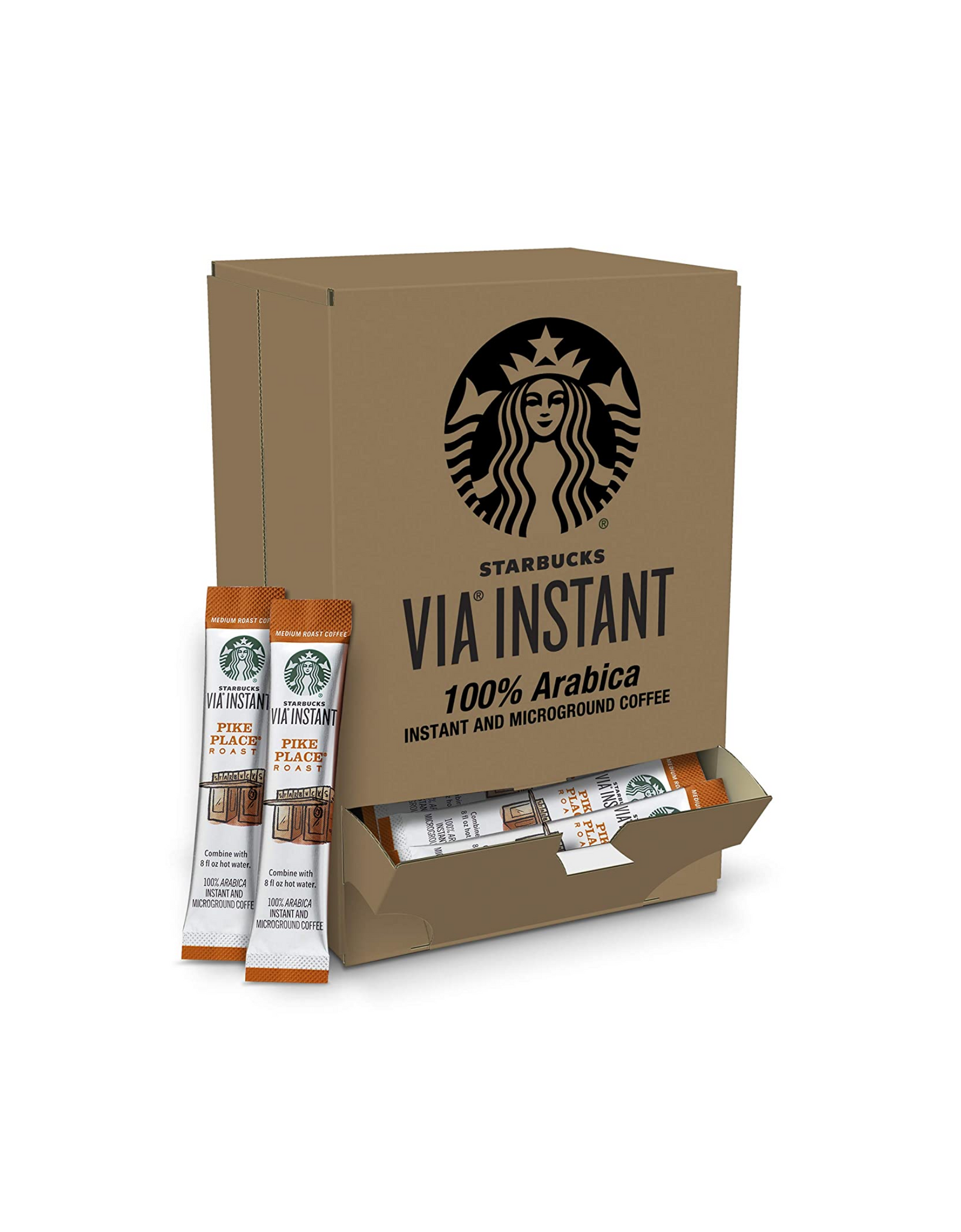 Starbucks VIA Instant Coffee, Medium Roast Coffee, Pike Place Roast, 100% Arabica, (50 packets)