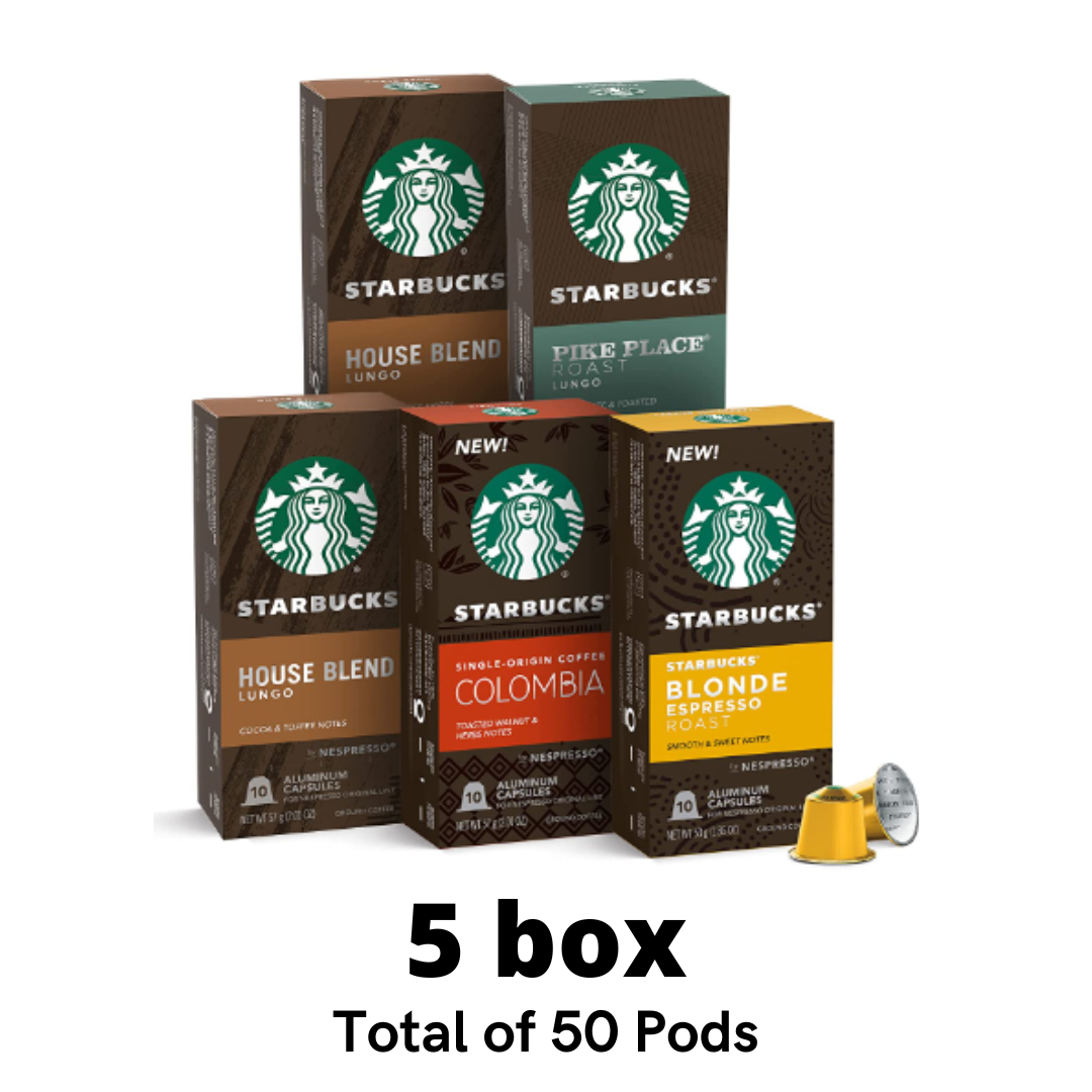 Starbucks by Nespresso, Mild Variety Pack, Compatible with Nespresso Original Line System - 50 Count