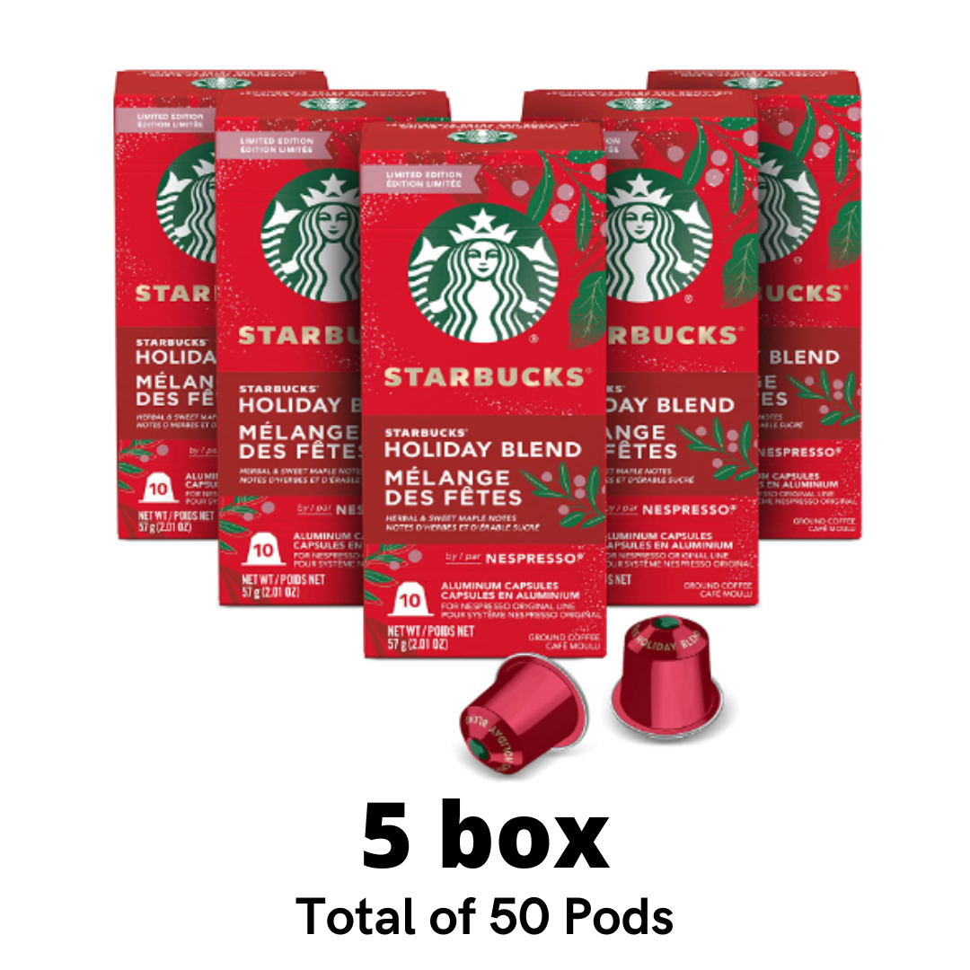 Starbucks by Nespresso, Holiday Blend Espresso, Compatible with Nespresso Original Line System - 50 Count