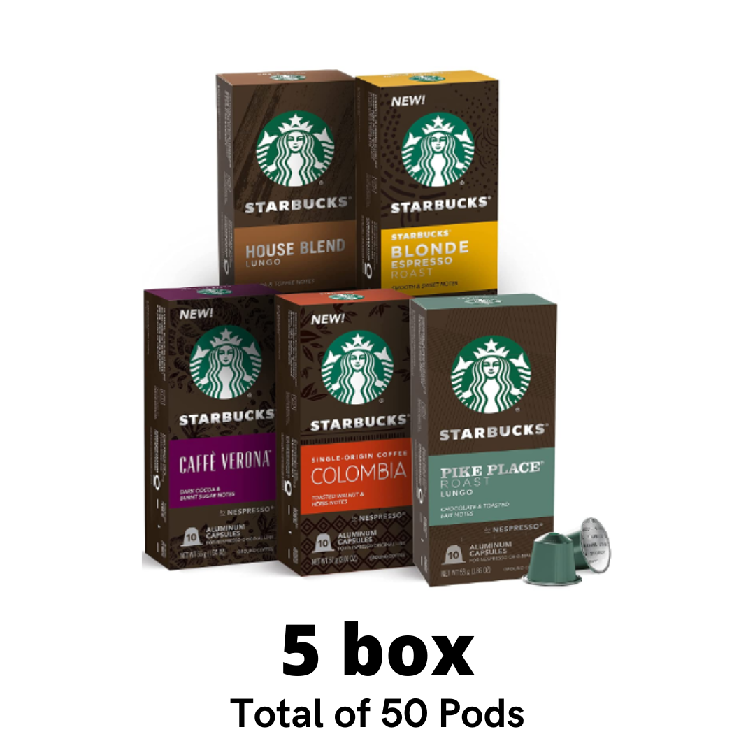 Starbucks by Nespresso, Favorites Variety Pack, Compatible with Nespresso Original Line System - 50 Count