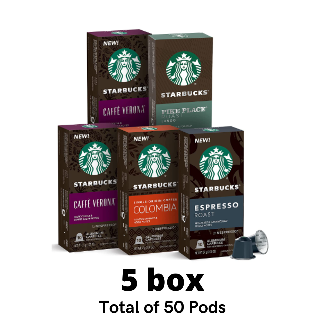 Starbucks by Nespresso, Intense Variety Pack, Compatible with Nespresso Original Line System - 50 Count